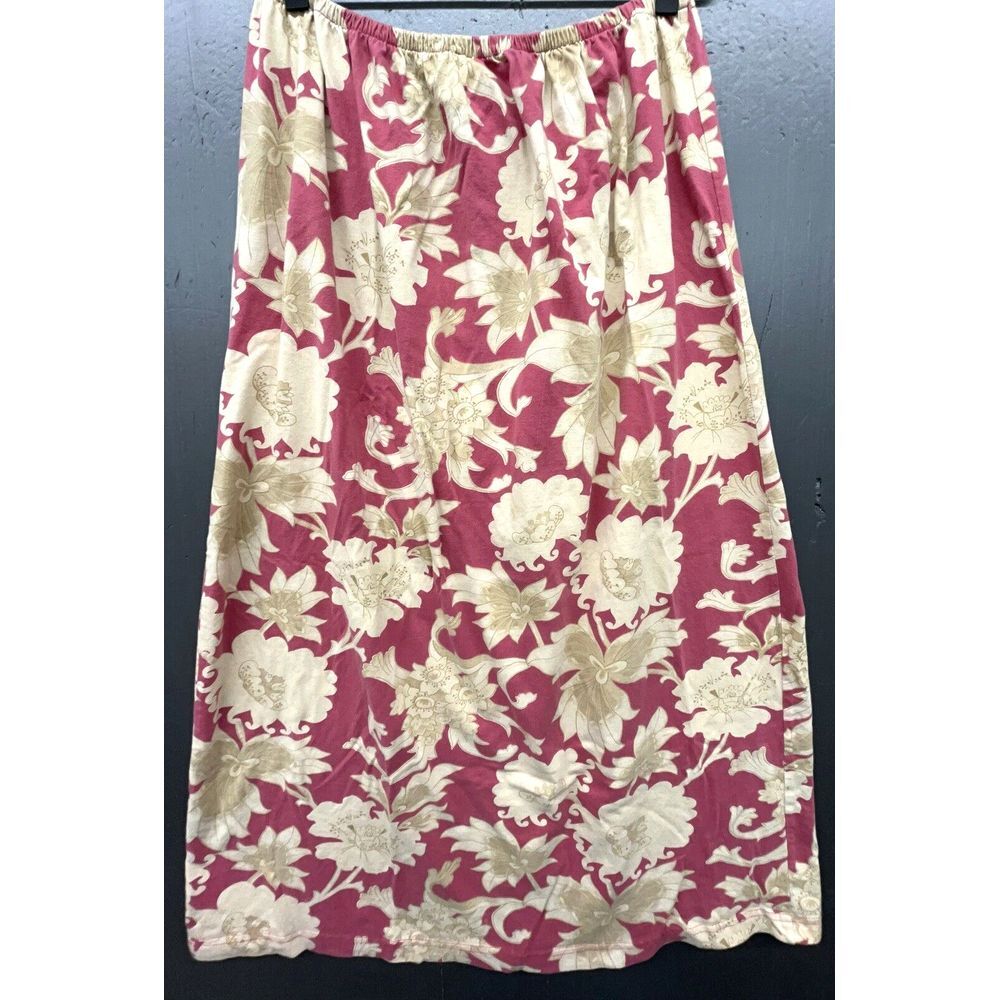 April Cornell Skirt M Pink Beige Floral 100% Cotton Midi A Line Boho Soft